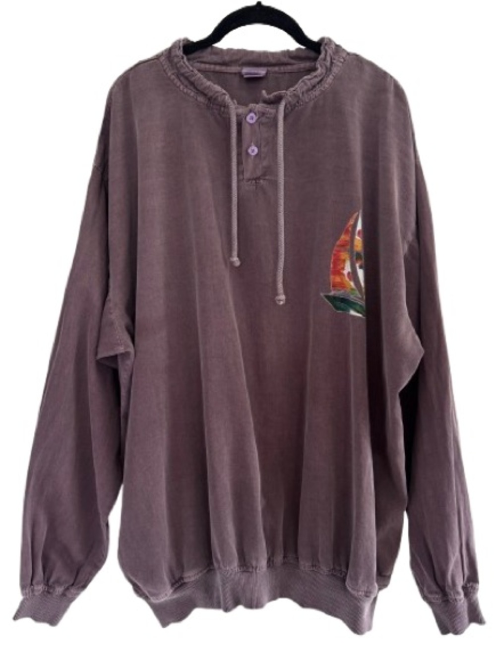 Crazy Shirts Wine Dyed Sailboat Pullover Lightweight Jacket Cotton Purple